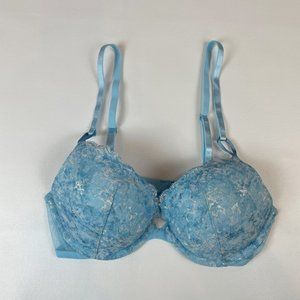 NWOT Victoria's Secret Bra 34C Push-Up Blue Lace